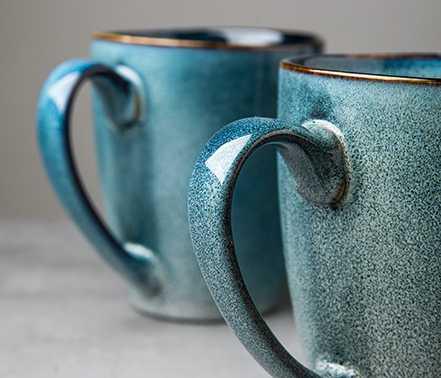 ​Mug polyvalent en poterie bleu grisé | Théières à la folie