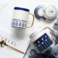 Thumbnail for ​Mug porcelaine avec couvercle blanc/marine  |  Théières à la folie