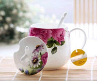 Thumbnail for ​Mug porcelaine fine avec couvercle et cuillère  |  Théières à la folie