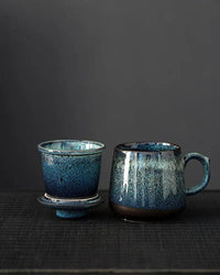 Thumbnail for ​Mug/théière céramique bleue 