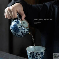 Thumbnail for ​Petite théière céramique fleur de lotus bleue | Théières à la folie