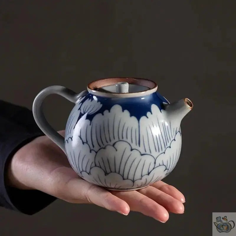​Petite théière japonaise gré et lotus bleu | Théières à la folie