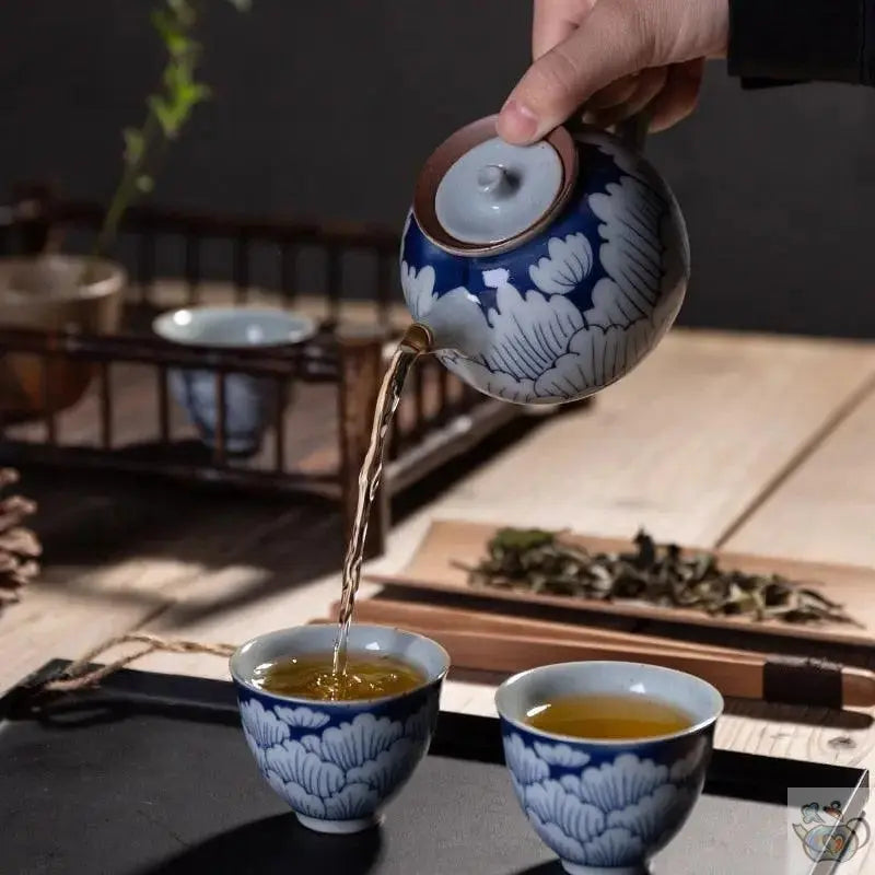 ​Petite théière japonaise gré et lotus bleu | Théières à la folie