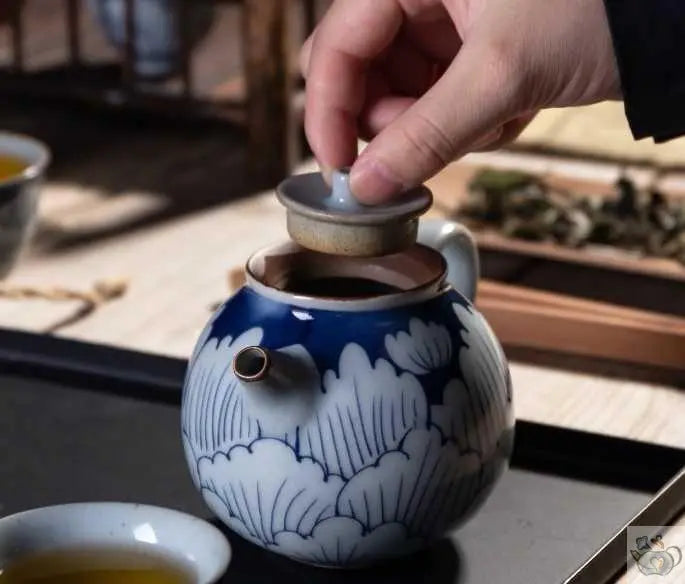 ​Petite théière japonaise gré et lotus bleu | Théières à la folie