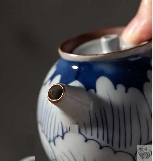 ​Petite théière japonaise gré et lotus bleu | Théières à la folie