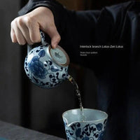 Thumbnail for ​Petite théière céramique fleur de lotus bleue | Théières à la folie