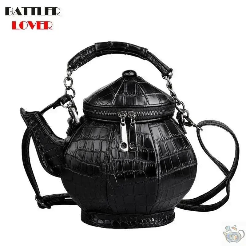 ​Sac à main théière cuir noir style Gothique | Théières à la folie