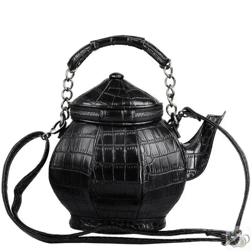 ​Sac à main théière cuir noir style Gothique | Théières à la folie
