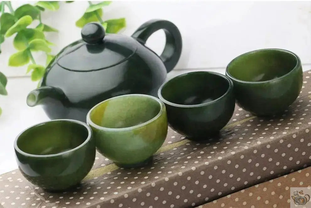 ​Service à thé artisanal en jade vert | Théières à la folie