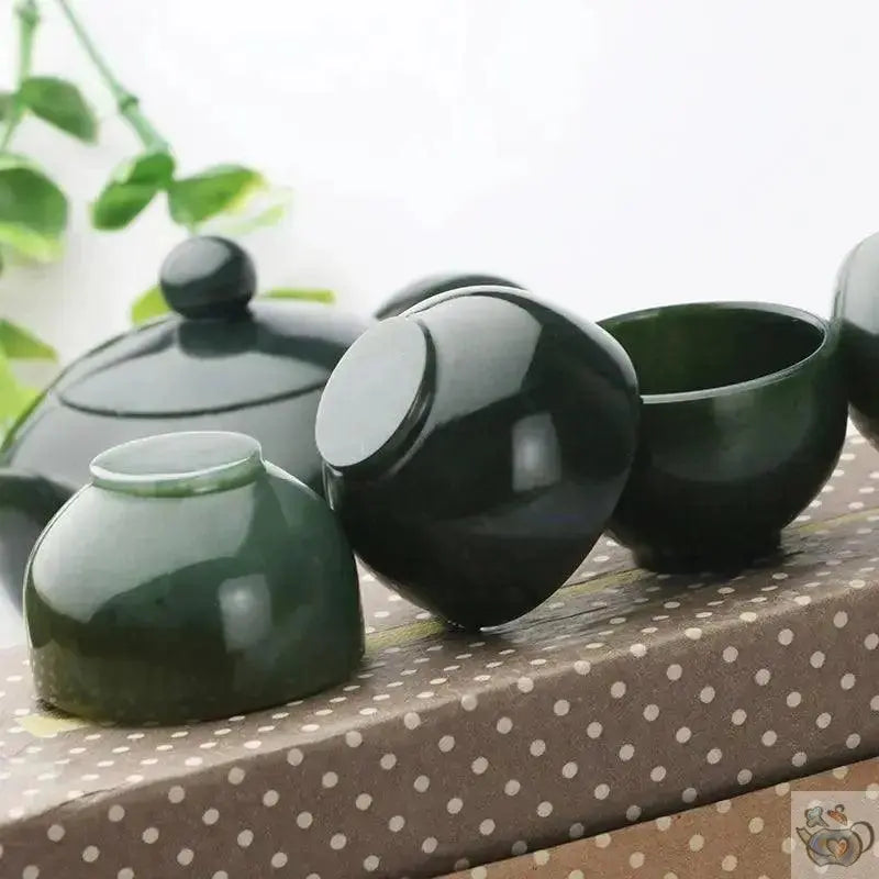 ​Service à thé artisanal en jade vert | Théières à la folie