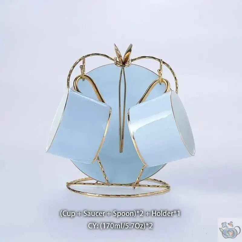 ​Service à thé en porcelaine fine bleu ciel | Théières à la folie