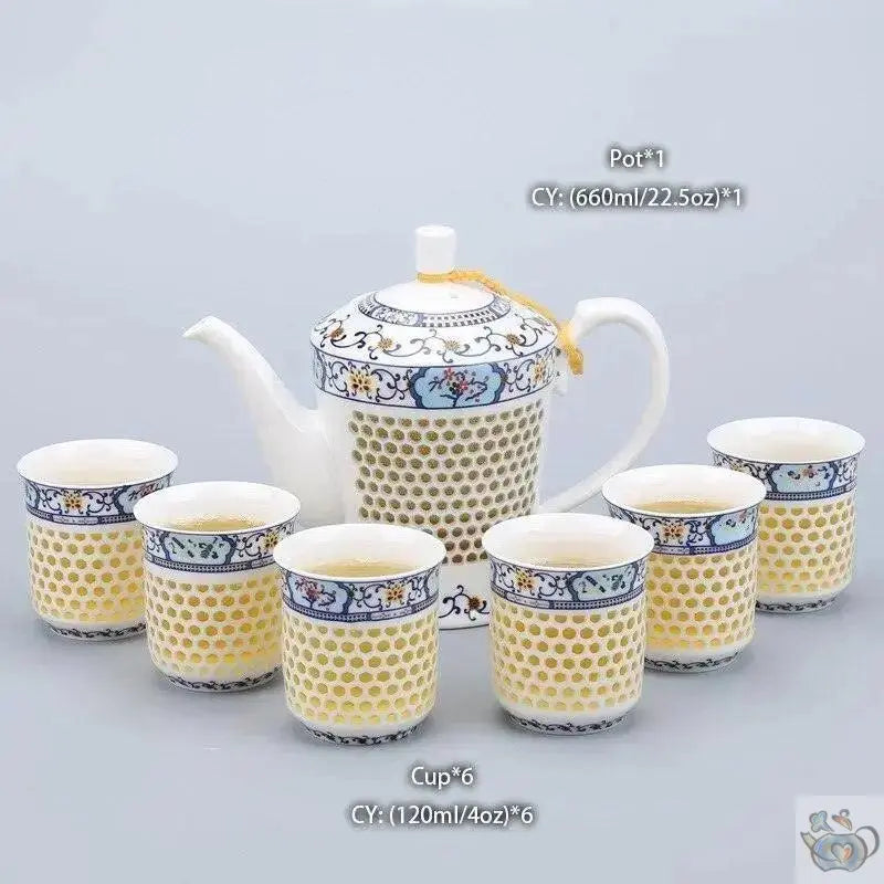 ​Service à thé porcelaine, traditionnel grains de riz |  Théières à la folie