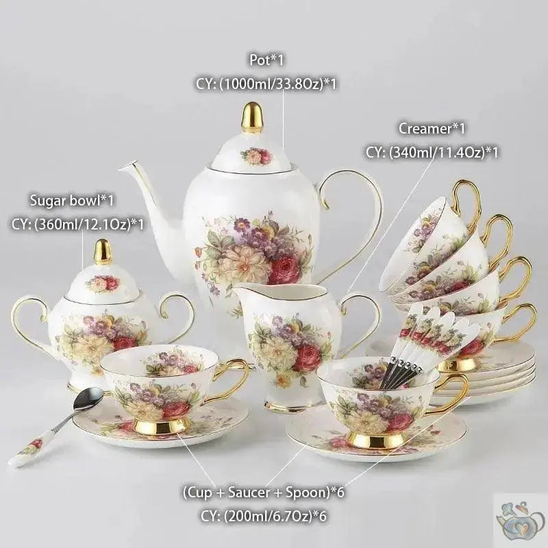 ​Service à thé style anglais motif floral  |  Théières à la folie