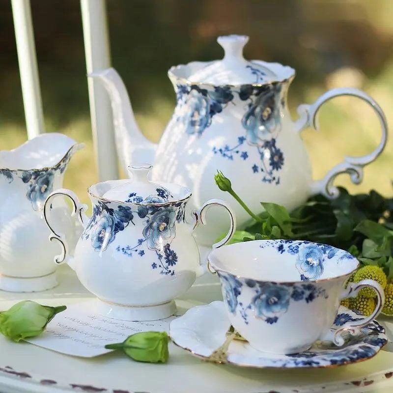 ​Service à thé à la française blanc/bleu | Théières à la folie
