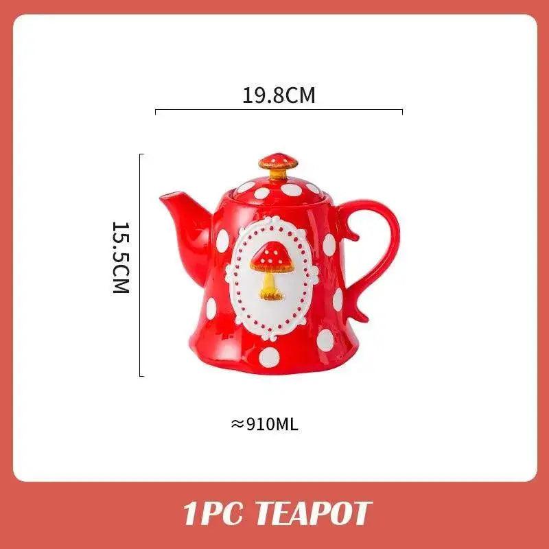 ​Service à thé céramique à pois, rouge et blanc | Théières à la folie