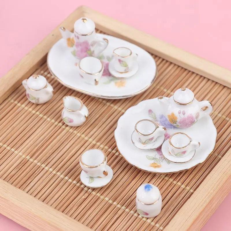 Miniatura de jogo de chá e café