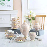 Thumbnail for ​Service à thé porcelaine marbrée rose gris perle | Théières à la folie
