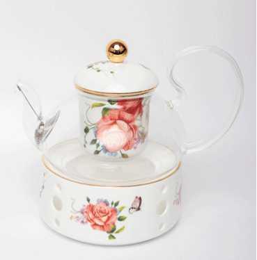 ​Service porcelaine pour 2 "roses thé"  |  Théières à la folie