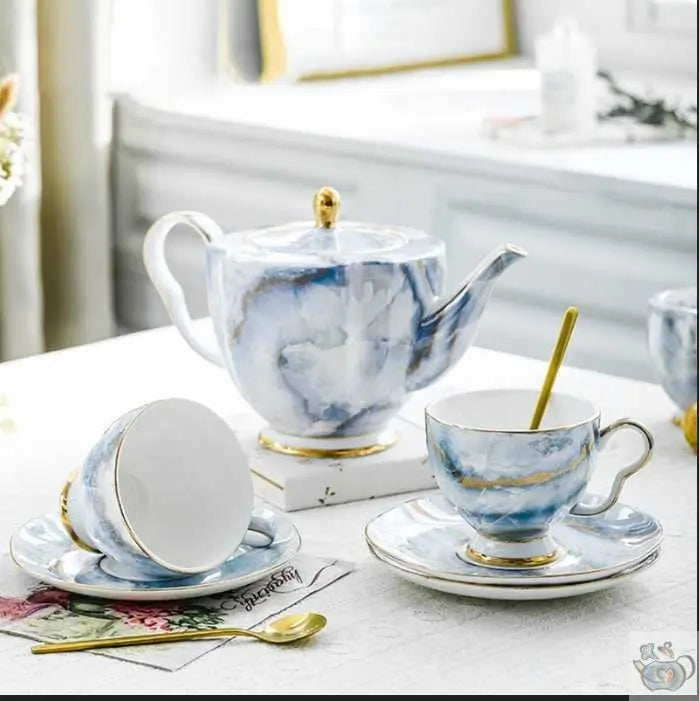 ​Service thé occidentale, porcelaine marbrée | Théières à la folie