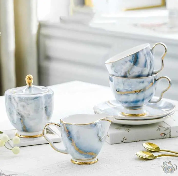 ​Service thé occidentale, porcelaine marbrée | Théières à la folie