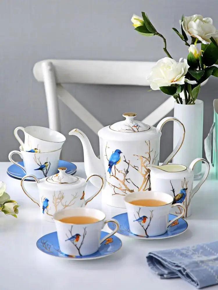 ​Service thé anglais porcelaine "oiseau bleu"  |  Théières à la folie