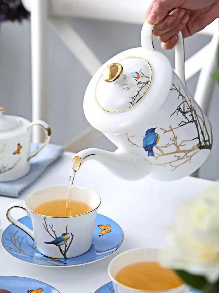 ​Service thé anglais porcelaine "oiseau bleu"  |  Théières à la folie