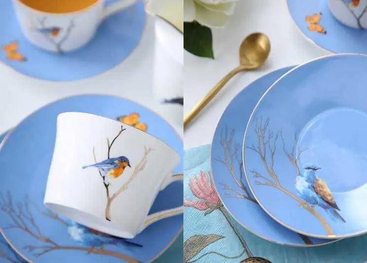 ​Service thé anglais porcelaine "oiseau bleu"  |  Théières à la folie