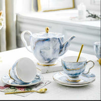 Thumbnail for ​Service thé occidentale, porcelaine marbrée | Théières à la folie