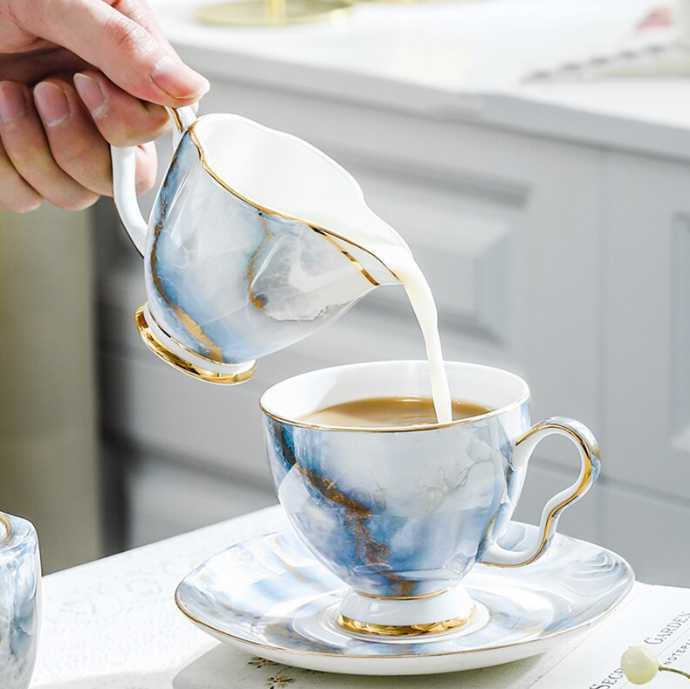 ​Service thé occidentale, porcelaine marbrée | Théières à la folie