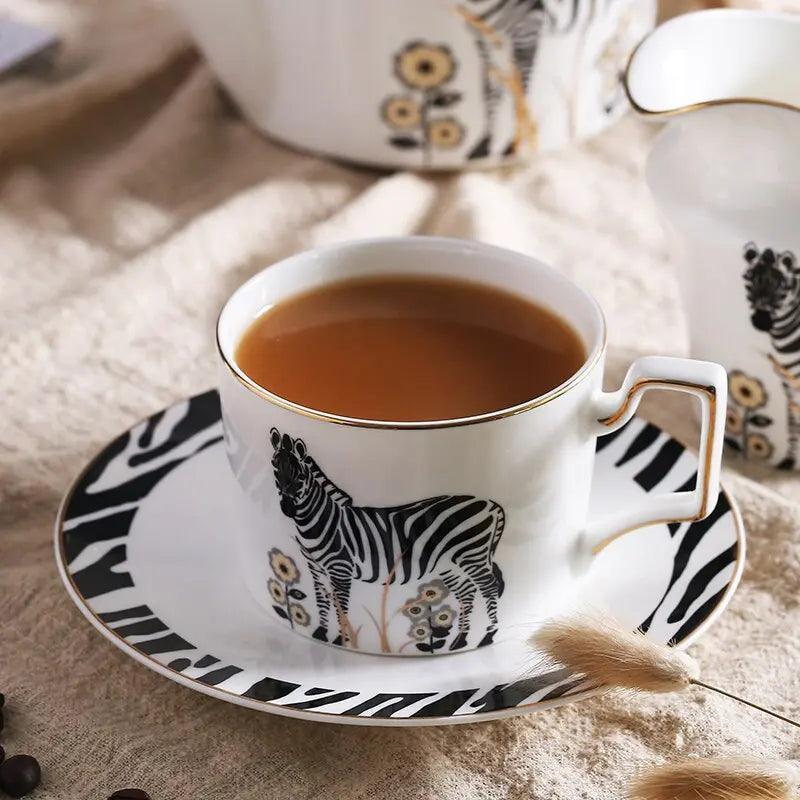 ​Service thé ou café blanc noir "zèbre" | Théières à la folie