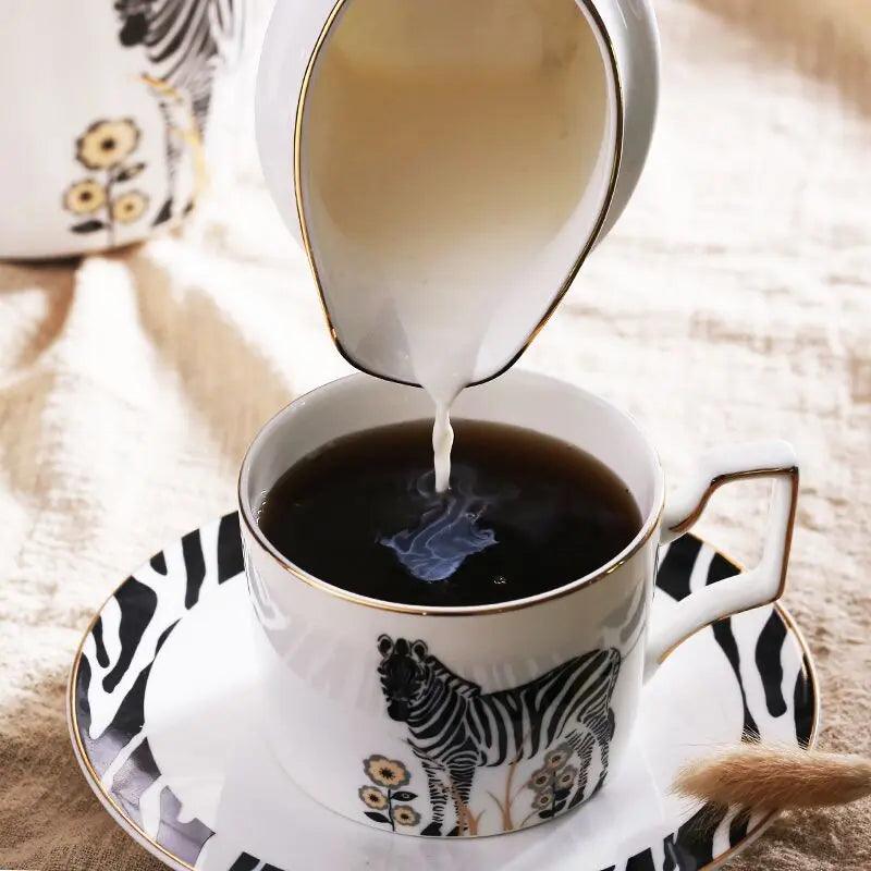 ​Service thé ou café blanc noir "zèbre" | Théières à la folie