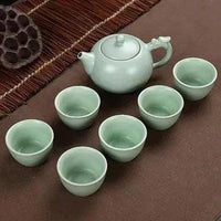 Thumbnail for ​Services à thé tons bleu vert en céramique | Théières à la folie
