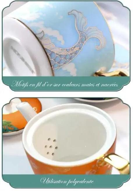 ​Services thé porcelaine couleurs vives nacrées  |  Théières à la folie
