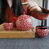 Thumbnail for ​Set à thé Chinois en porcelaine rouge et noire | Théières à la folie