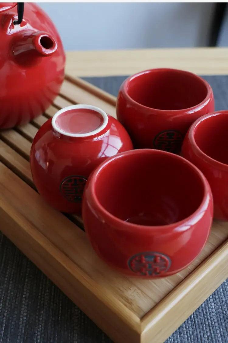 ​Set à thé Chinois en porcelaine rouge et noire | Théières à la folie