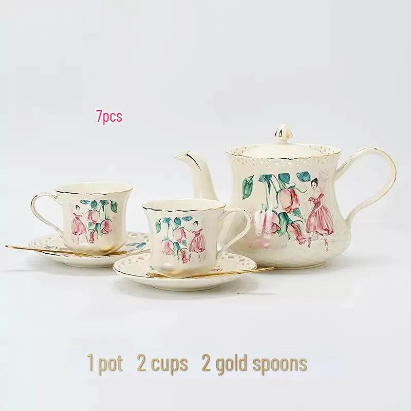Set à thé pour 2 porcelaine romantique cadeau Théières à la folie
