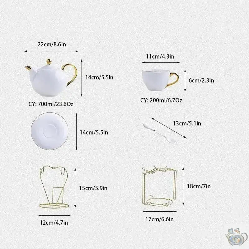 ​Set de thé en porcelaine blanche et or | Théières à la folie