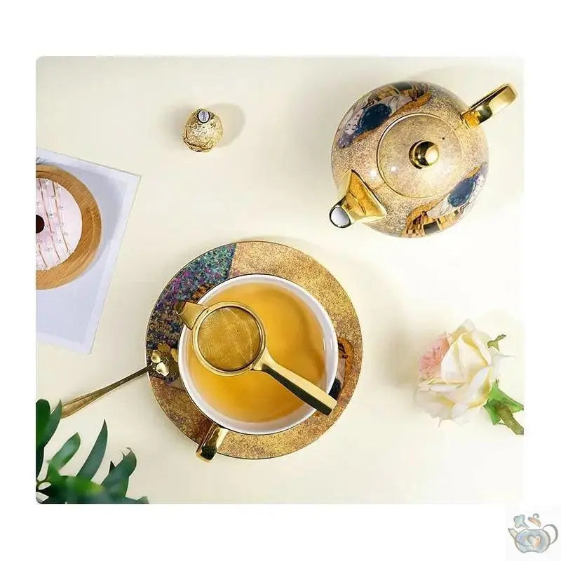 Set thé solitaire porcelaine baiser de Klimt Théières à la folie