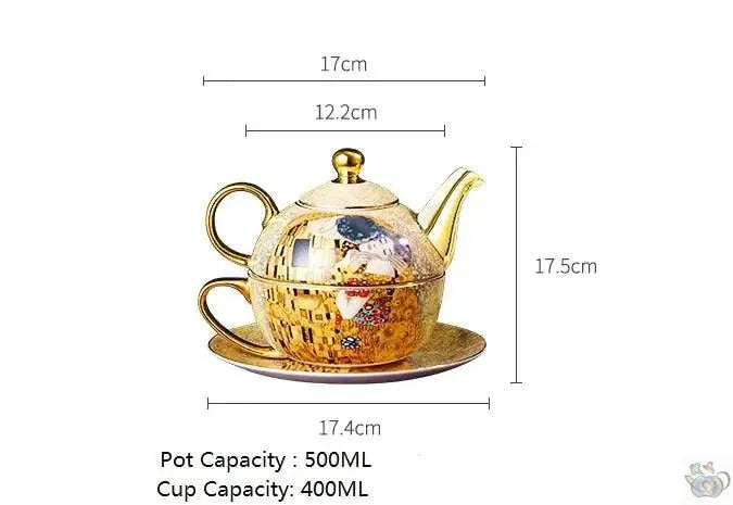Set thé solitaire porcelaine baiser de Klimt Théières à la folie