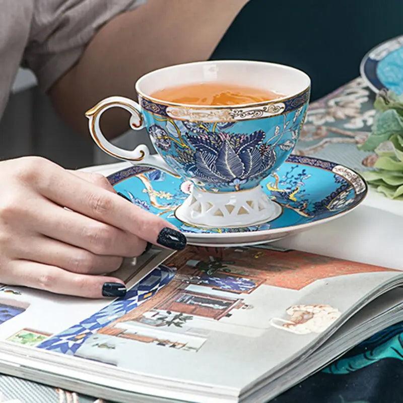 ​Set de thé porcelaine bleue modulable orchidées | Théières à la folie