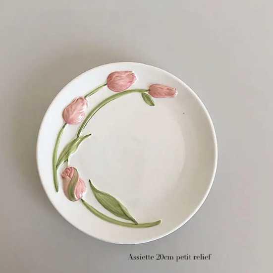 ​Tasse blanche tulipes roses 3D | Théières à la folie