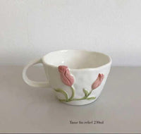 Thumbnail for ​Tasse blanche tulipes roses 3D | Théières à la folie