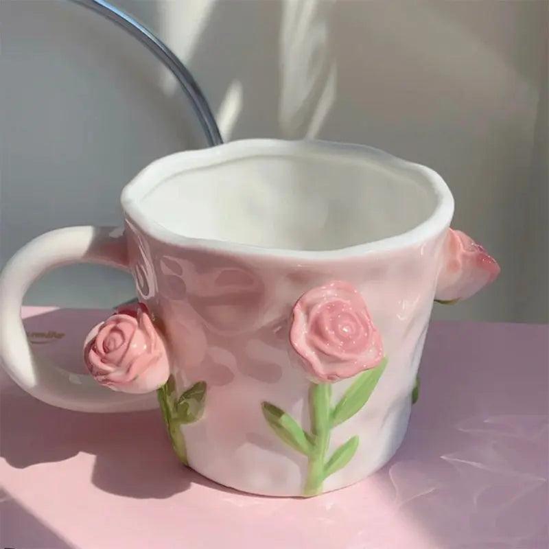​Tasse romantique fleurs 3D | Théières à la folie