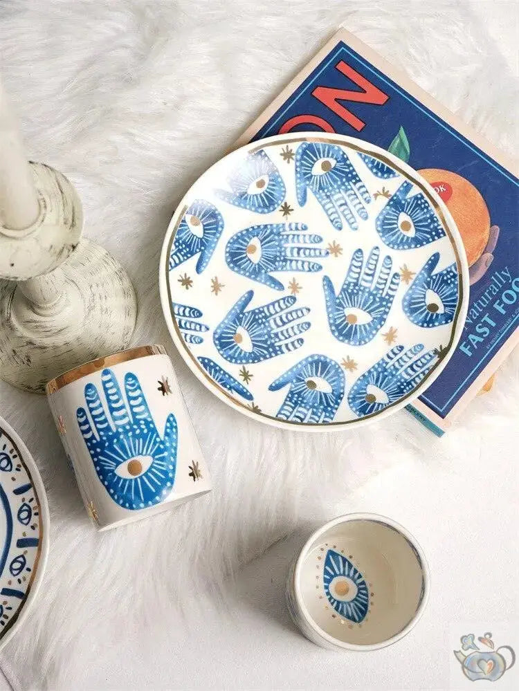 ​Tasses et mugs bleu blanc "la main et l'oeil" | Théières à la folie
