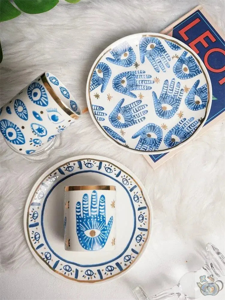 ​Tasses et mugs bleu blanc "la main et l'oeil" | Théières à la folie