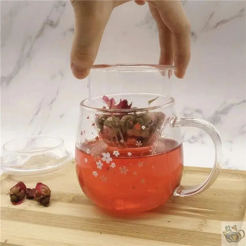 ​Théière Mug en verre fleuri | Théières à la folie