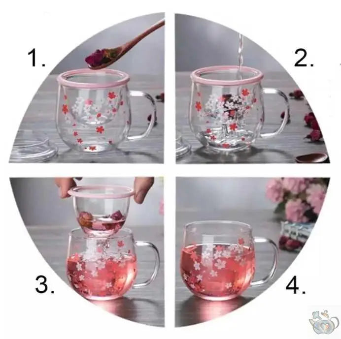 ​Théière Mug en verre fleuri | Théières à la folie