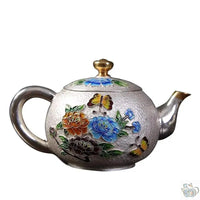 Thumbnail for ​Théière argent martelé et fleurs cloisonnées | Théières à la folie