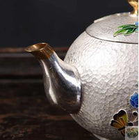 Thumbnail for ​Théière argent martelé et fleurs cloisonnées | Théières à la folie