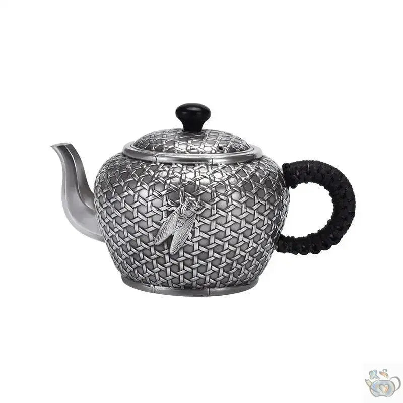 ​Théière argent pur motif canné et cigale | Théières à la folie